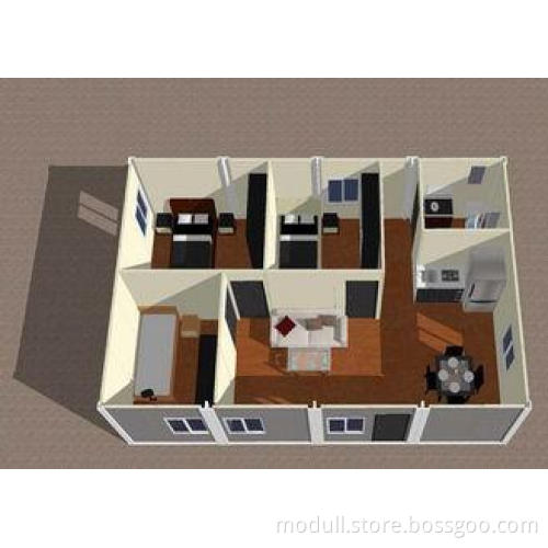 Layout of Energy Saving 2 Bedroom Modular Homes Building Wi